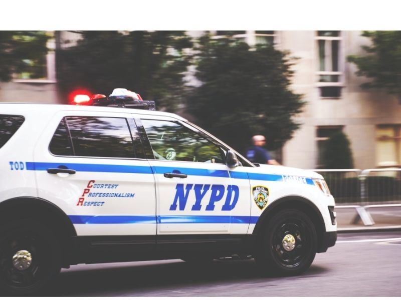 Photo of New York Police Department police car, emblematic of supporting the police.