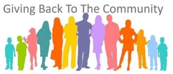 Graphic of a group of people representing a community with the title Giving Back To The Community.