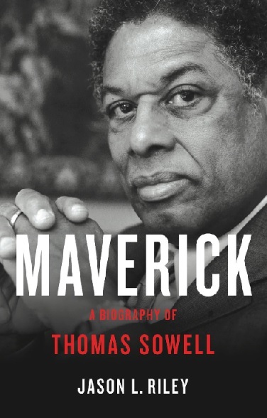 Picture of Thomas Sowell on dust cover of book Maverick: A Biography of Thomas Sowell