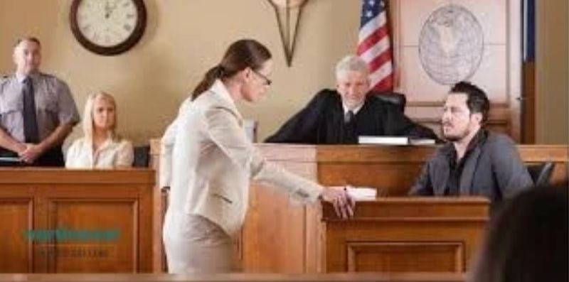 Courtroom scene. The courts are one of three functions of a proper government.