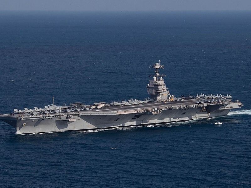Aircraft carrier, the USS Gerald R. Ford. The armed forces are on of the three functions of a proper government.
